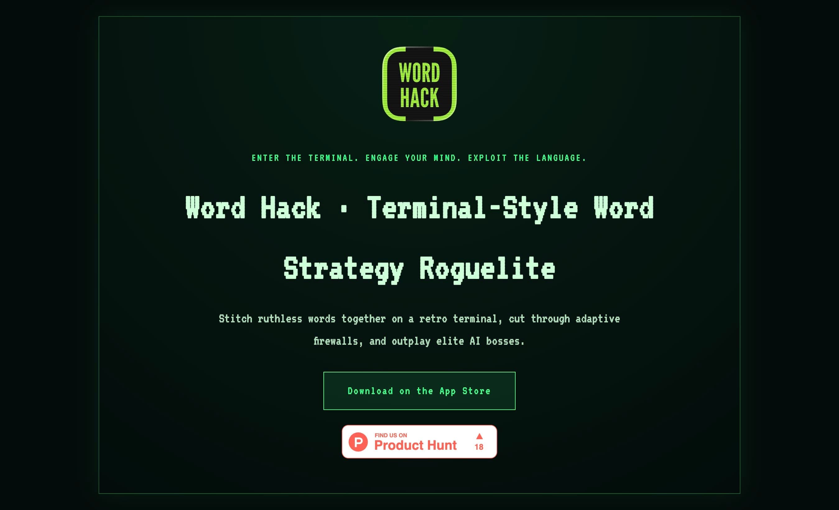Word Hack landing page